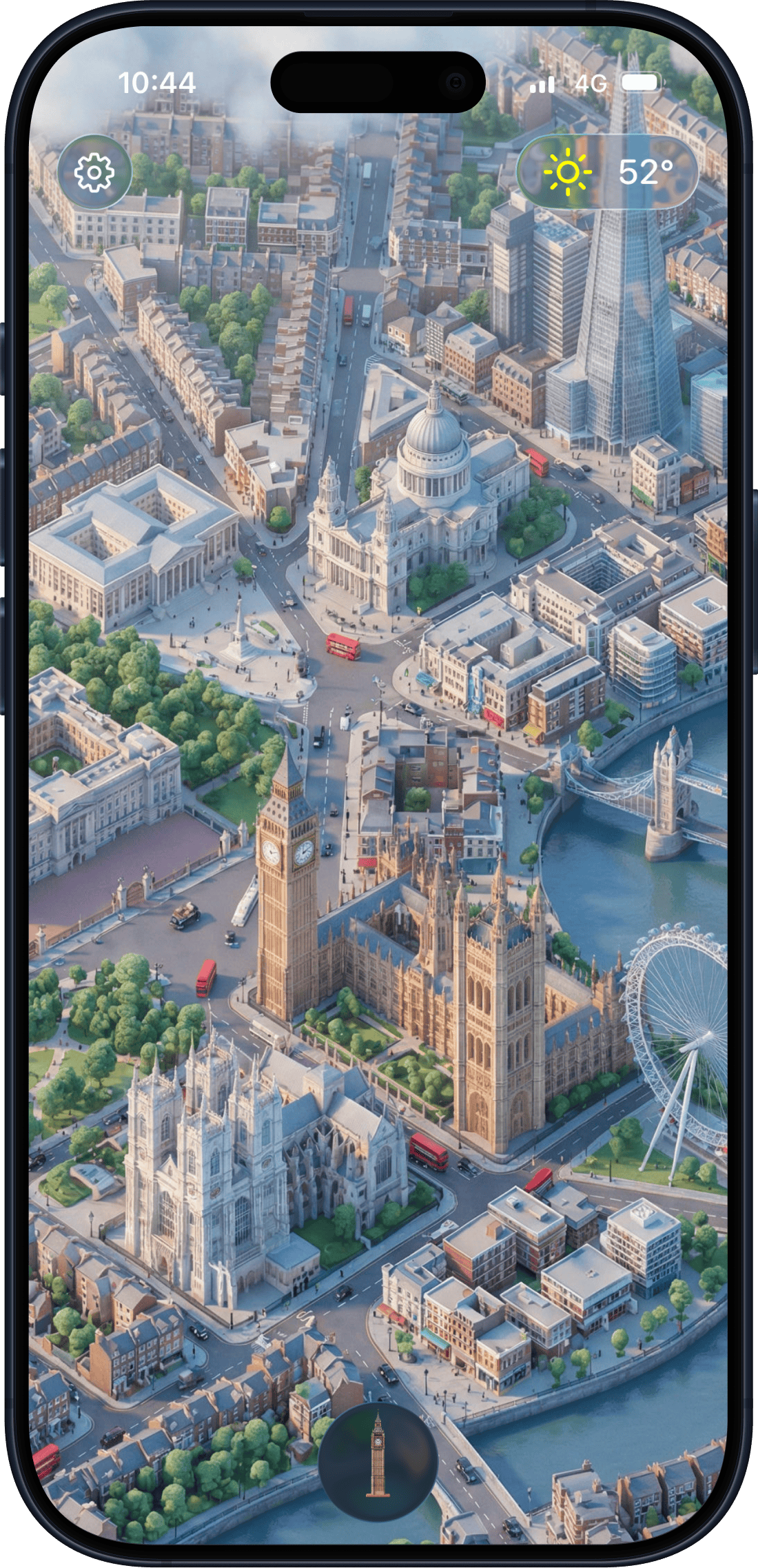 Wiso app showing London weather